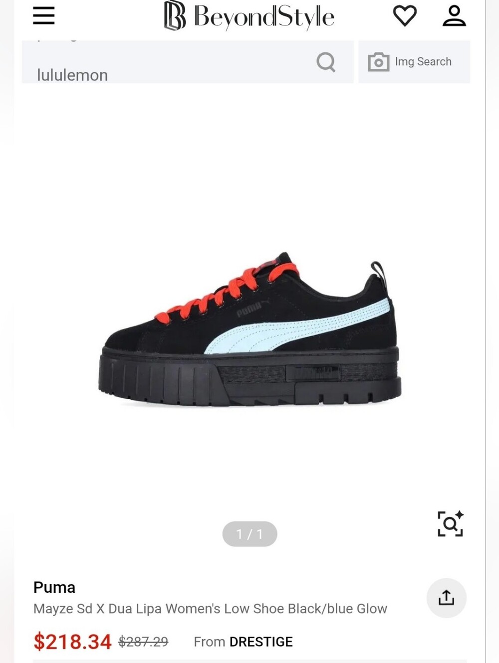 PUMA Mayze SD x Dua Lipa Black/Blue Glow Orange Platform Sneakers Women Size 8.5 - Picture 7 of 14